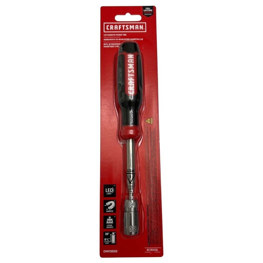 Craftsman LED Magnetic Pickup Tool 33" Telescoping 6lb Capacity CMMT98353 NEW